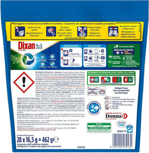 DIXAN DISCS 4 IN1 CLASSICO DETERSIVO LAVATRICE 28 LAVAGGI CAPSULE FRESCHEZZA IGIENICA PER LAVATRICE RIMUOVE LE MACCHIE DA 20°C