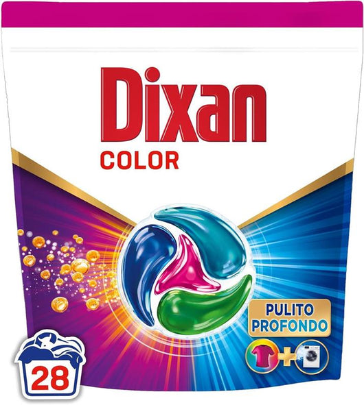 DIXAN DISCS 4IN1 COLORE LAVATRICE 28 CAPSULE COLORI VIVACI PULIZIA PROFONDA FRESCHEZZA IGIENICA RIMUOVE LE MACCHIE DA 20°C