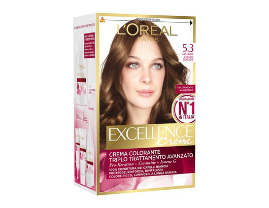 L'ORÉAL PARIS EXCELLENCE CREMA COLORANTE TRIPLO TRATTAMENTO AVANZATO 5.3 CASTANO CHIARO DORATO