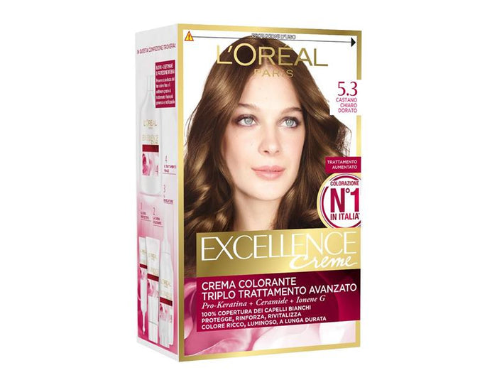 L'ORÉAL PARIS EXCELLENCE CREMA COLORANTE TRIPLO TRATTAMENTO AVANZATO 5.3 CASTANO CHIARO DORATO