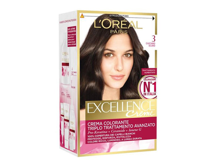 L'ORÉAL PARIS EXCELLENCE CREMA COLORANTE TRIPLO TRATTAMENTO AVANZATO 3 CASTANO SCURO