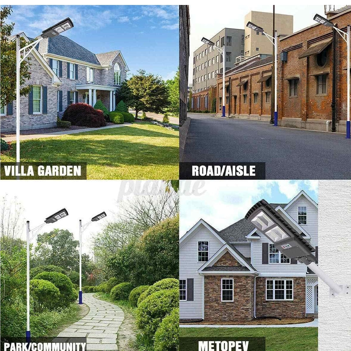 Faro Lampione Stradale LED 120W Ricarica Solare Telecomando Crepuscolare Dimmerabile