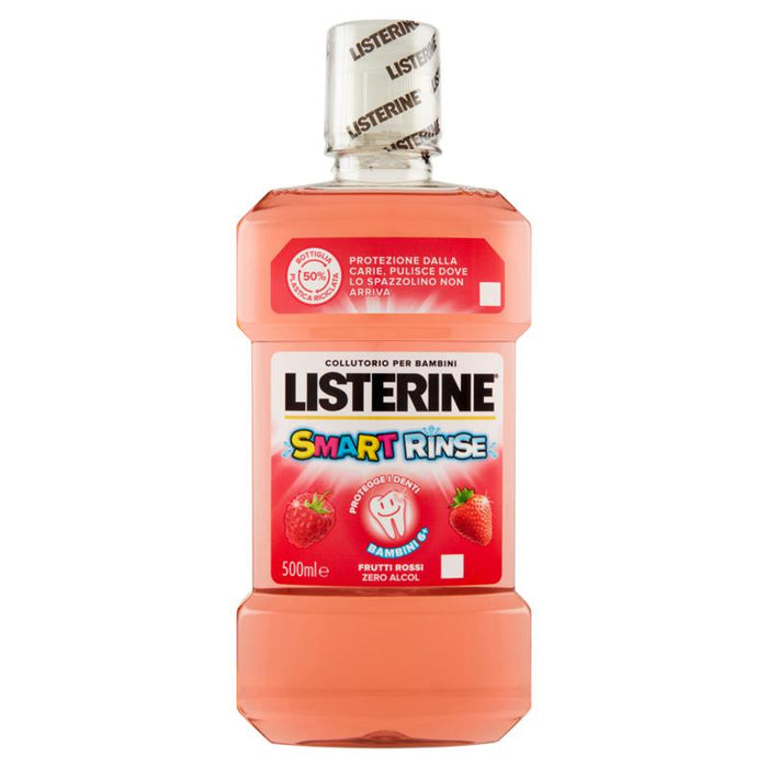 LISTERINE COLLUTORIO 500ML SMART RINSE COLLUTTORIO PER BAMBINI GUSTO FRAGOLA