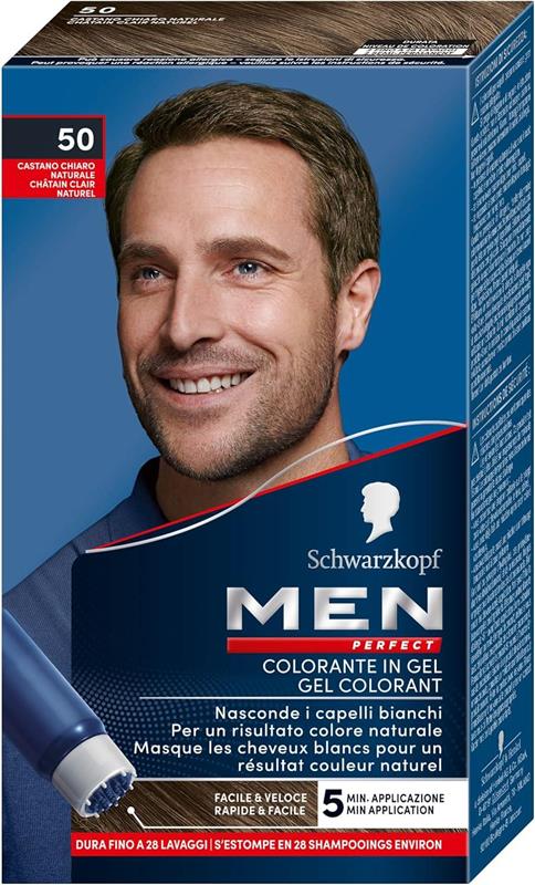 SCHWARZKOPF MEN PERFECT TINTA COPERTURA DEI CAPELLI BIANCHI COLORANTE IN GEL TONALITÀ 50 CASTANO CHIARO NATURALE