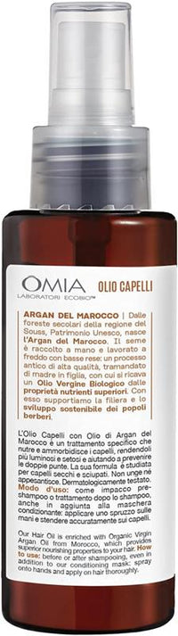 OMIA OLIO CAPELLI ECO BIO CON ARGAN DEL MAROCCO PER CAPELLI SECCHI SPENTI E FRAGILI RISTRUTTURANTE SENZA SILICONI 100 ML