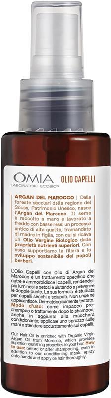 OMIA OLIO CAPELLI ECO BIO CON ARGAN DEL MAROCCO PER CAPELLI SECCHI SPENTI E FRAGILI RISTRUTTURANTE SENZA SILICONI 100 ML