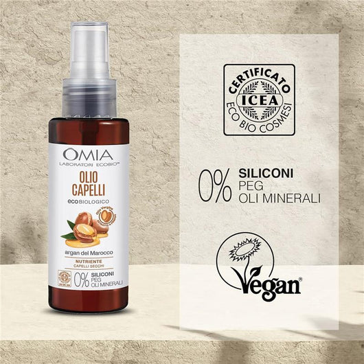 OMIA OLIO CAPELLI ECO BIO CON ARGAN DEL MAROCCO PER CAPELLI SECCHI SPENTI E FRAGILI RISTRUTTURANTE SENZA SILICONI 100 ML