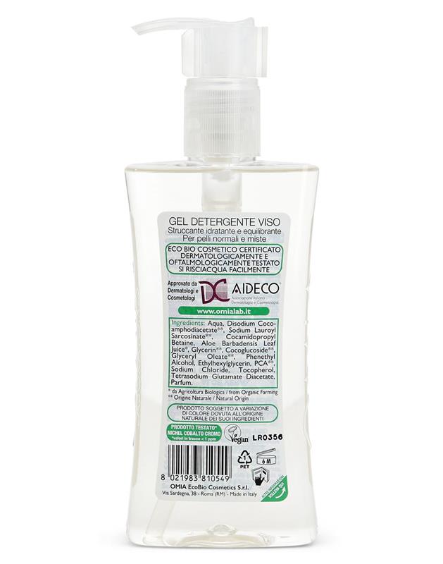 OMIA GEL DETERGENTE VISO ECO BIO ALOE VERA DEL SALENTO STRUCCANTE IDRATANTE PER PELLI NORMALI E MISTE 200 ML