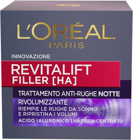 L'ORÉAL PARIS CREMA VISO NOTTE REVITALIFT FILLER AZIONE ANTIRUGHE CON ACIDO IALURONICO CONCENTRATO 50 ML