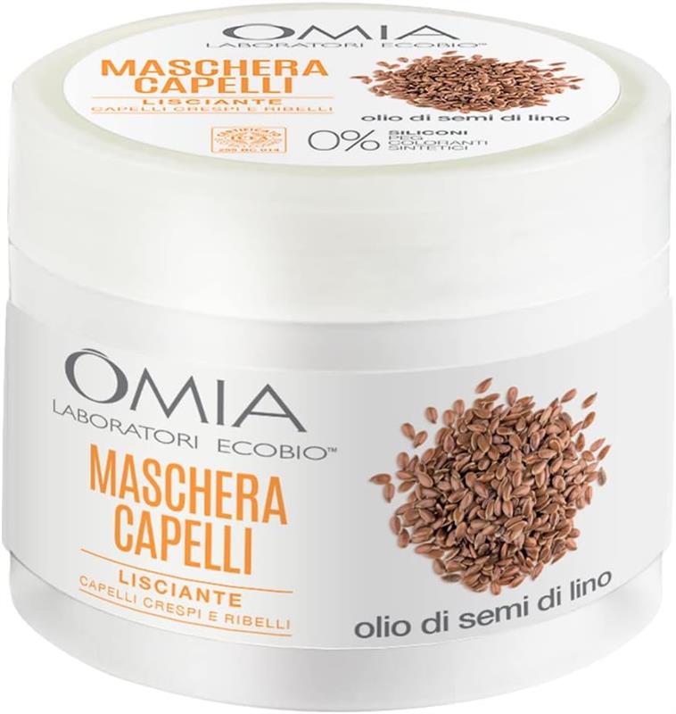 OMIA MASCHERA PER CAPELLI CON OLIO DI SEMI DI LINO RISTRUTTURANTE PER CAPELLI FRAGILI E SECCHI 250 ML NO SILICONI