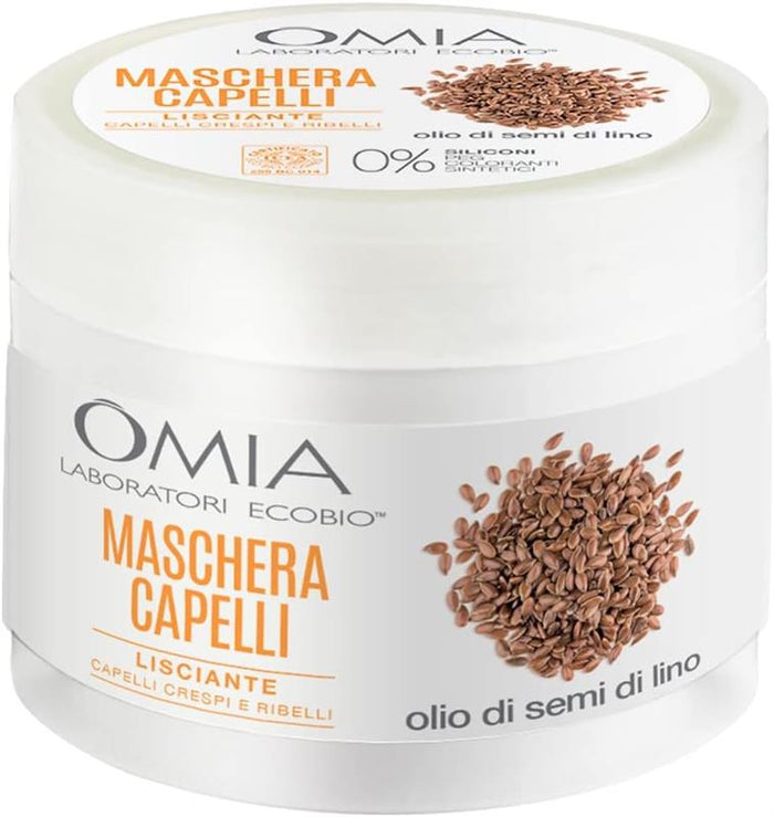 OMIA MASCHERA PER CAPELLI CON OLIO DI SEMI DI LINO RISTRUTTURANTE PER CAPELLI FRAGILI E SECCHI 250 ML NO SILICONI