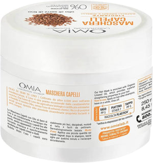 OMIA MASCHERA PER CAPELLI CON OLIO DI SEMI DI LINO RISTRUTTURANTE PER CAPELLI FRAGILI E SECCHI 250 ML NO SILICONI