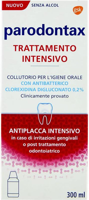 PARODONTAX COLLUTORIO CLOREXIDINA AZIONE ANTIBATTERICA E ANTIPLACCA PER IGIENE DENTALE USO QUOTIDIANO 300 ML