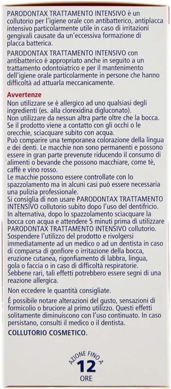 PARODONTAX COLLUTORIO CLOREXIDINA AZIONE ANTIBATTERICA E ANTIPLACCA PER IGIENE DENTALE USO QUOTIDIANO 300 ML
