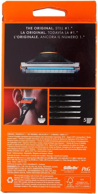 GILLETTE FUSION 5 PROSHIELD LAMETTE DI RICAMBIO CON RASOIO 1 + 1 RICAMBO CON 5 LAME + MICROPETTINE