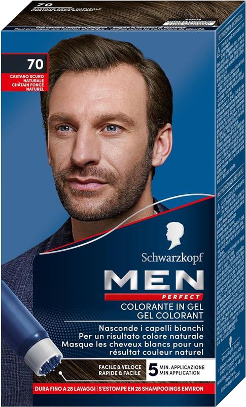 SCHWARZKOPF MEN PERFECT TINTA COLORANTE IN GEL RISULTATO FINO A 28 SHAMPOO 70 CASTANO SCURO NATURALE