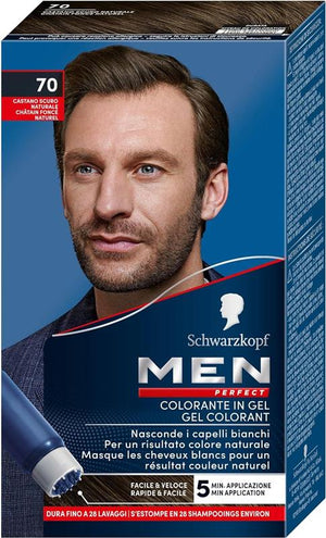 SCHWARZKOPF MEN PERFECT TINTA COLORANTE IN GEL RISULTATO FINO A 28 SHAMPOO 70 CASTANO SCURO NATURALE