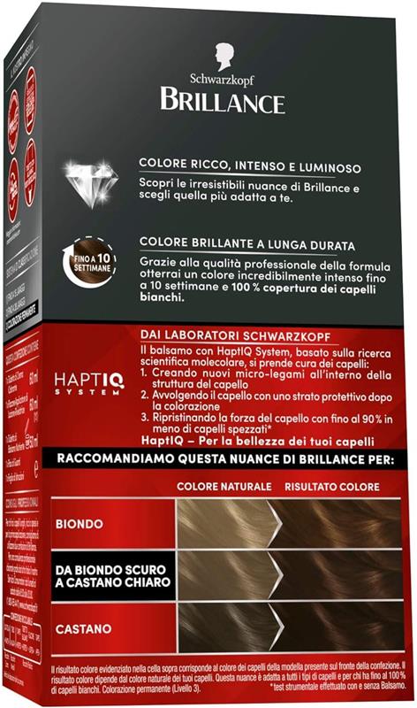SCHWARZKOPF BRILLANCE TINTA PER CAPELLI INTENSIVA COPERTURA CAPELLI BIANCHI 862 NEW MARRONE NATURALE
