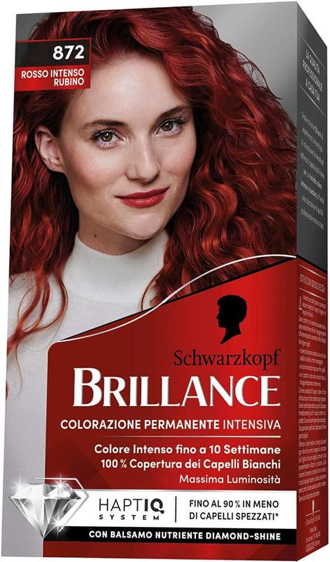 SCHWARZKOPF BRILLANCE TINTA PER CAPELLI INTENSIVA COPERTURA CAPELLI BIANCHI 872 NEW ROSSO INTENSO RUBINO