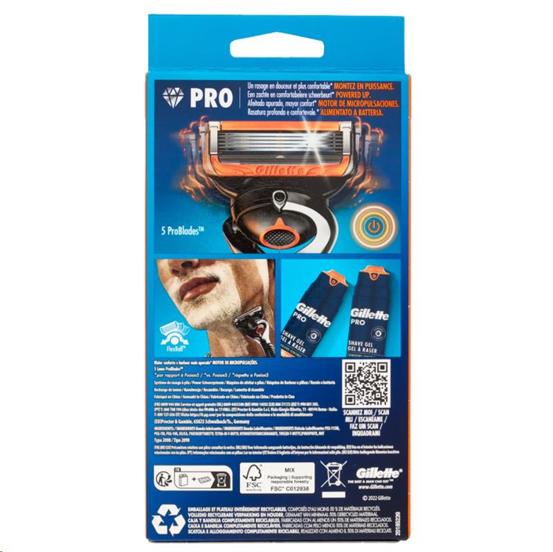 GILLETTE PROGLIDE POWER RASOIO DA UOMO MANICO + LAMETTE DI RICAMBIO 2 RICARICHE