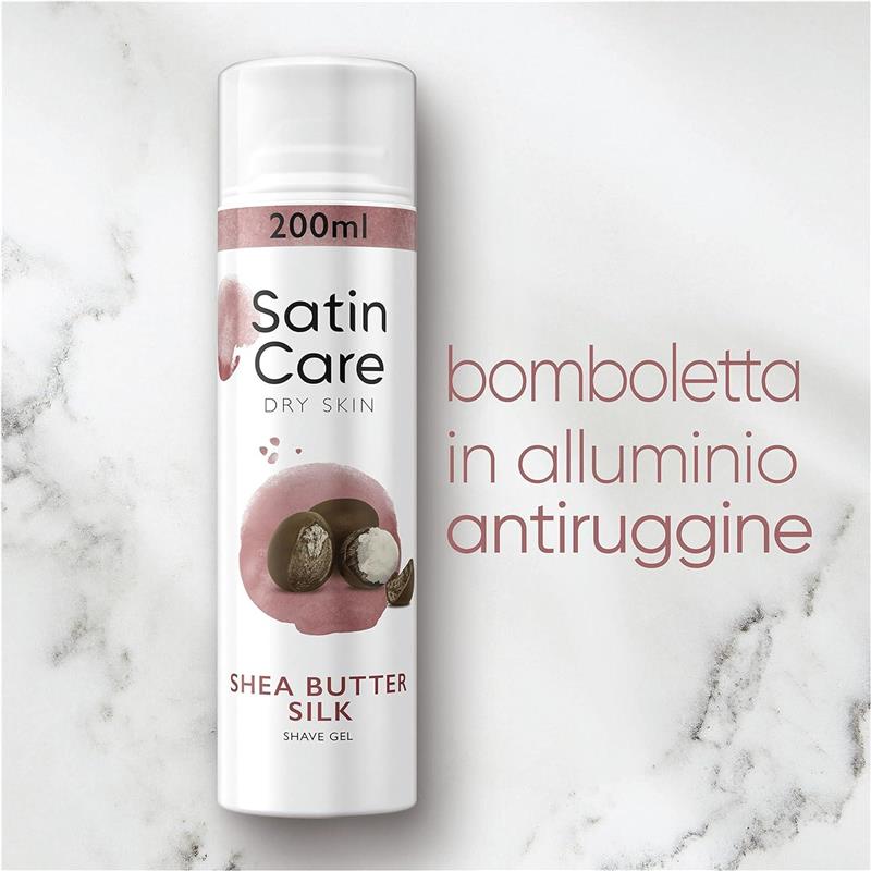 GILLETTE SATIN CARE GEL DEPILATORIO DA DONNA 200 ML CON BURRO DI KARITE