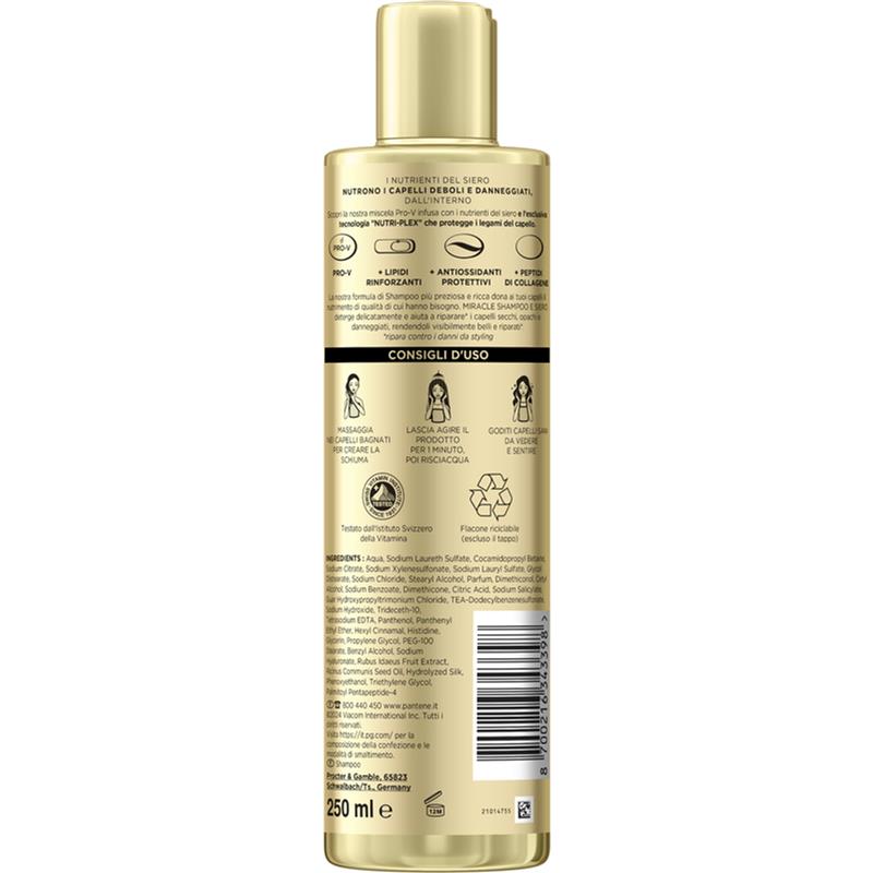 PANTENE MIRACLE SERUM SHAMPOO FORMATO DA 250 ML RIGENERA E PROTEGGE