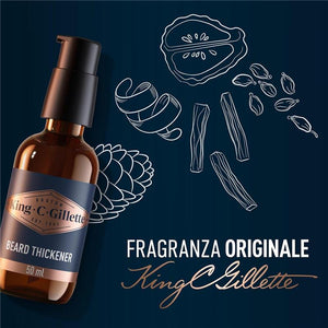 GILLETTE KING C. BARBA SIERO VOLUMIZZANTE CURA BARBA UOMO CON COMPLESSO DI VITAMINA B E CAFFEINA CONFEZIONE DA 50 ML