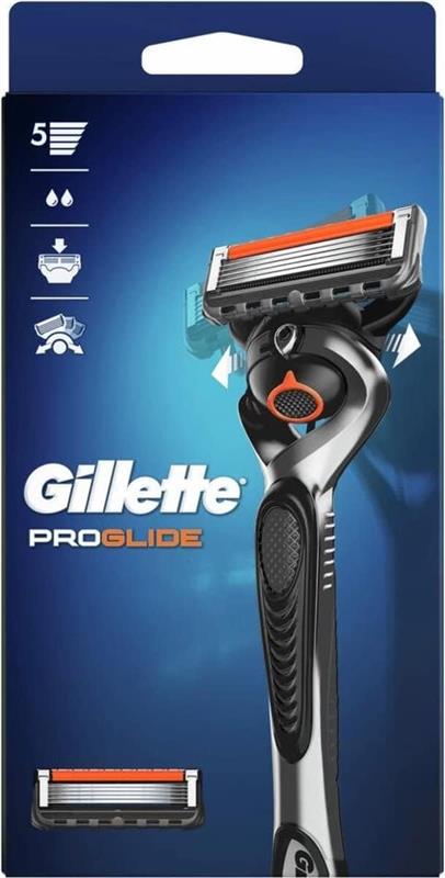GILLETTE FUSION 5 PROGLIDE REGOLABARBA UOMO LAME RASOIO A MANO LIBERA 1 MANICO E 2 LAMETTE DA BARBA DA 5 LAME