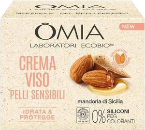 OMIA CREMA VISO IDRATANTE ALLA MANDORLA DI SICILIA IDRATA E PROTEGGE LA PELLE FORMULA LENITIVA NO SILICONI E COLORANTI 50 ML