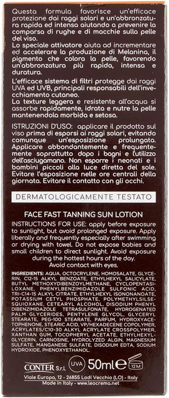 LEOCREMA ABBRONZATURA RAPIDA CREMA VISO IDRATANTE SPF30 TUBO 50 ML OKX