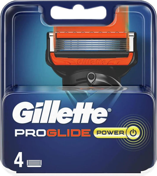 GILLETTE FUSION 5 PROGLIDE POWER LAMETTE DA BARBA PER RASOIO DI SICUREZZA 4 RICAMBI+5 LAME RIFINISCE LE AREE PIÙ DIFFICILI