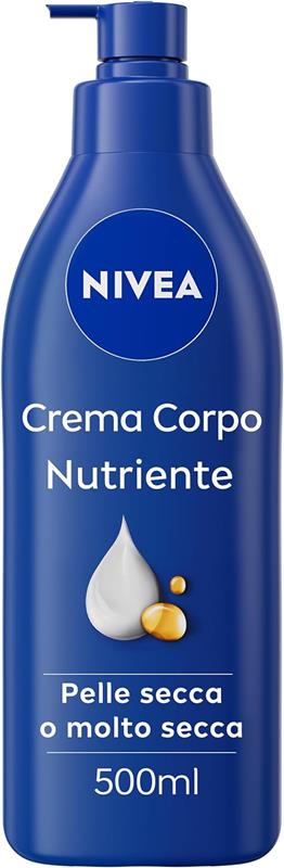 NIVEA CREMA CORPO NUTRIENTE 500 ML 72H CON ACIDO IALURONICO OLIO DI MANDORLA E SIERO NUTRENTE PELLE SECCA O MOLTO SECCA