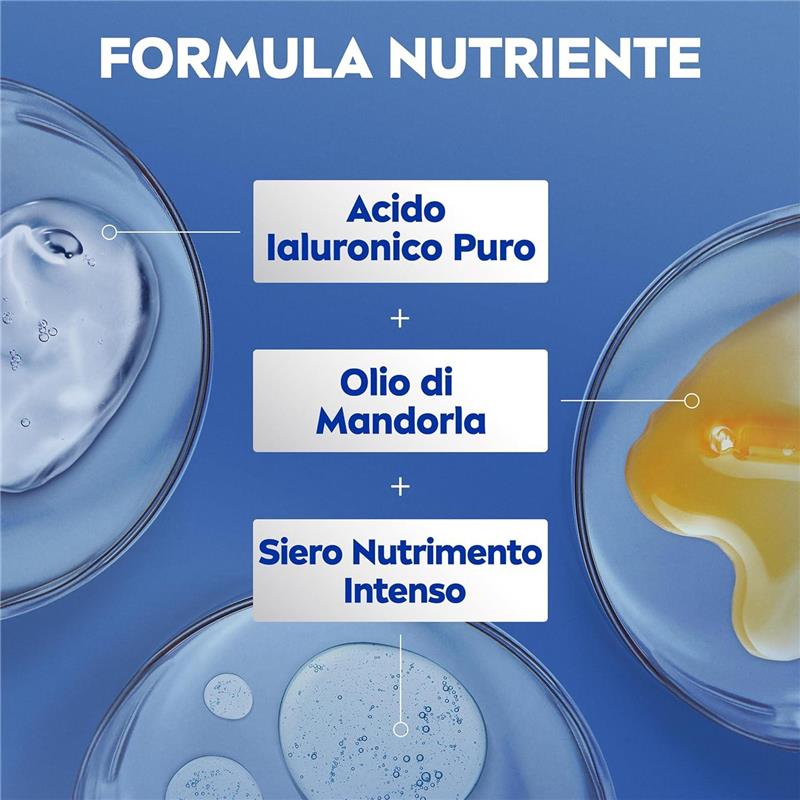 NIVEA CREMA CORPO NUTRIENTE 500 ML 72H CON ACIDO IALURONICO OLIO DI MANDORLA E SIERO NUTRENTE PELLE SECCA O MOLTO SECCA