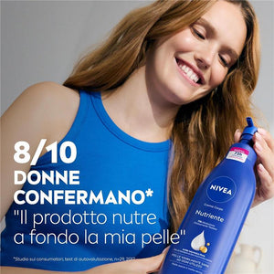 NIVEA CREMA CORPO NUTRIENTE 500 ML 72H CON ACIDO IALURONICO OLIO DI MANDORLA E SIERO NUTRENTE PELLE SECCA O MOLTO SECCA