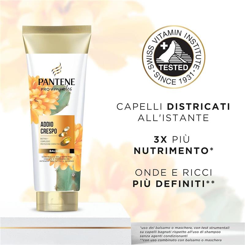 PANTENE BALSAMO ADDIO CRESPO CON BIOTINA E CHERATINA 160ML PER CAPELLI SECCHI E DANNEGGIATI PRO-V NUTRE IN PROFONDITÀ