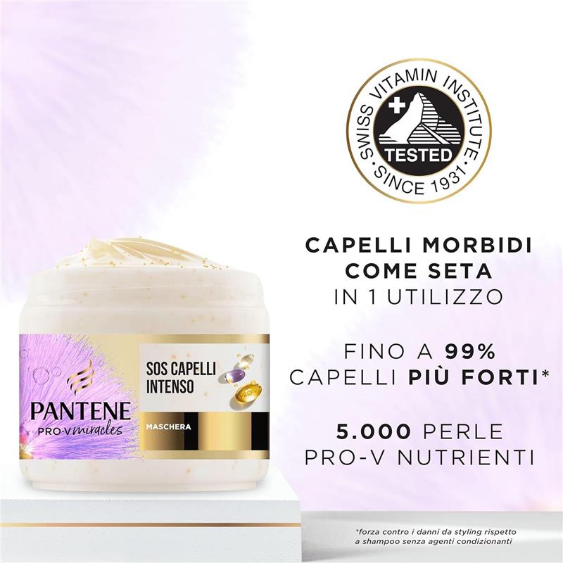 PANTENE MASCHERA SOS CAPELLI INTENSO CON BIOTINA E CHERATINA RICOSTITUENTE 300 ML RIPARA I CAPELLI SECCHI TRATTATI O MESCIATI