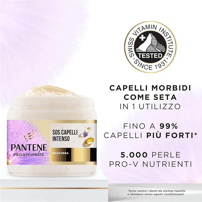 PANTENE MASCHERA SOS CAPELLI INTENSO CON BIOTINA E CHERATINA RICOSTITUENTE 300 ML RIPARA I CAPELLI SECCHI TRATTATI O MESCIATI