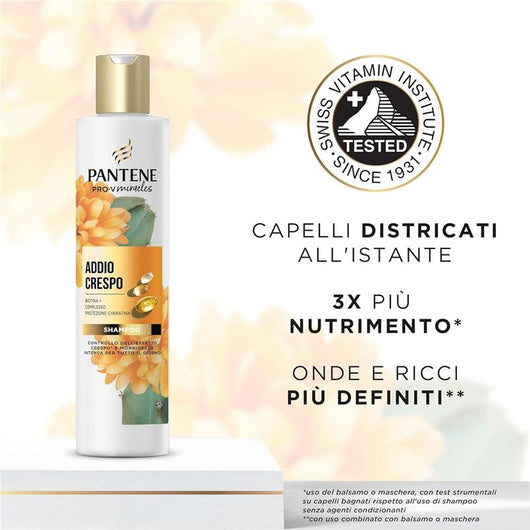 PANTENE ADDIO CRESPO SHAMPOO CON BIOTINA E PROTEZIONE CHERATINA 250 ML NUTRE IN PROFONDITÀ E PROTEGGE DALL'UMIDITÀ