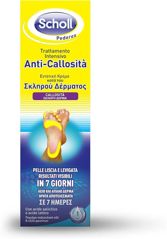 SCHOLL TRATTAMENTO INTENSIVO ANTI CALLOSITÀ CON ACIDO SALICILICO E ACIDO LATTICO USO QUOTIDIANO SENZA CALLI IN 7 GIORNI OKX