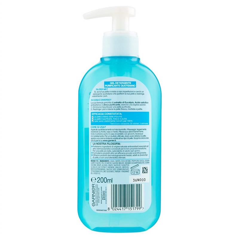 GARNIER SINERGIE PURE ACTIVE GEL DETERGENTE DISPENSER 200ML