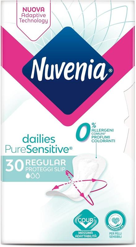 NUVENIA PROTEGGI SLIP REGULAR PURE SENSITIVE SUPERFICIE DELICATA PER PELLI SENSIBILI CONFEZIONE DA 30 SALVA SLIP