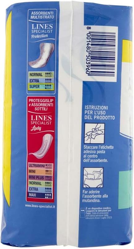 LINES SPECIALIST PROTECTION SUPER ASSORBENTI PER PERDITE 15 PZ MORBIDO TRIPLO STRATO