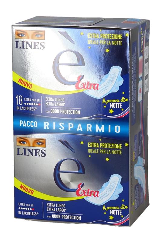 LINES ASSORBENTI E 18 PZ EXTRA CON ALI FORMATO CONVENIENZA ODOR PROTECTION -  NOTTE