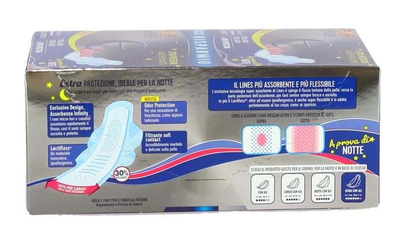 LINES ASSORBENTI E 18 PZ EXTRA CON ALI FORMATO CONVENIENZA ODOR PROTECTION -  NOTTE