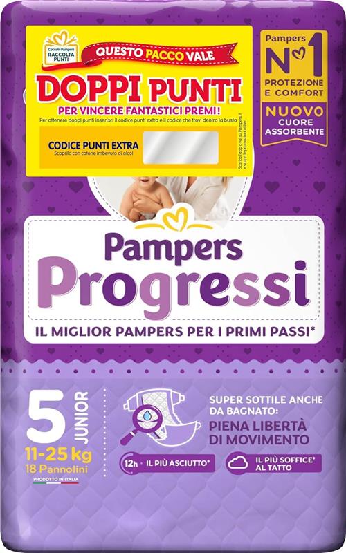 PANNOLINI PAMPERS PROGRESSI MUTANDINO CONFEZIONE DA 18PZ NEW JUNIOR TAGLIA 5