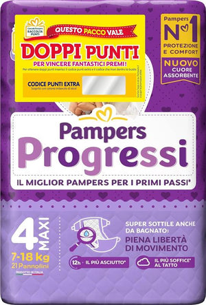 PANNOLINI PAMPERS PROGRESSI MUTANDINO CONFEZIONE DA 21PZ NEW MAXI TAGLIA 4