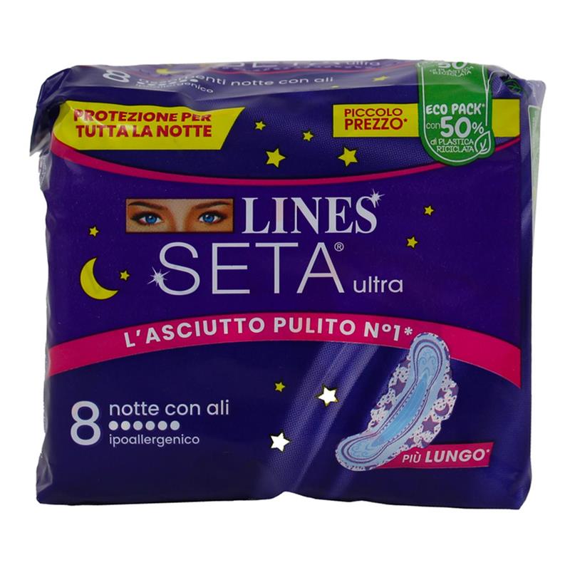 LINES ASSORBENTI LINES SETA ULTRA 8 PZ NEW NOTTE CON ALI