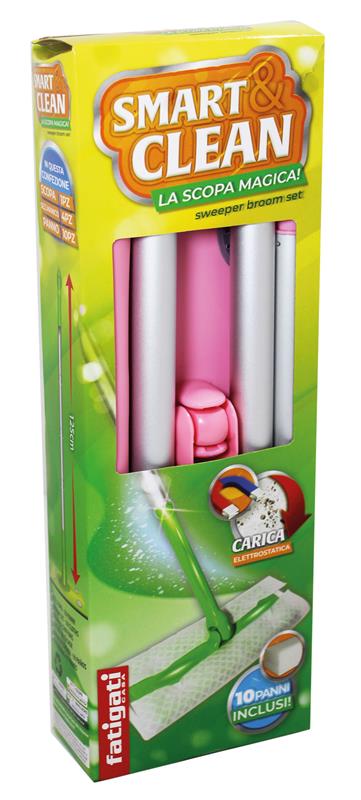 SCOPA MAGICA + 10 PANNI CON CARICA ELETTROSTATICA