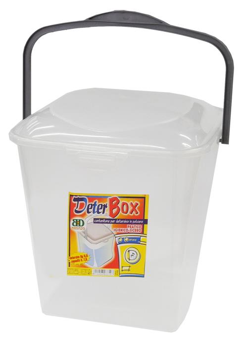 CONTENITORE DETERSIVO IN POLVERE O TABS CON MANICO TRASPORTABILE COLORI ASSORTITI