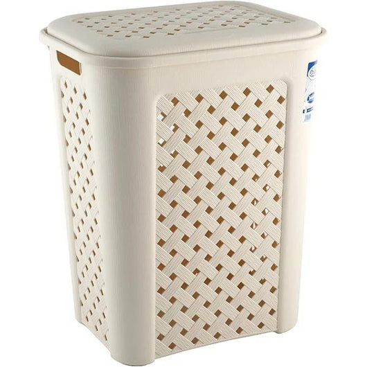 ARIANNA PORTABIANCHERIA 50 LT ANGORA SUPERFICIE INTRECCIATA EFFETTO VIMINI 43,5 X 33,5 X H 55 CON COPERCHIO